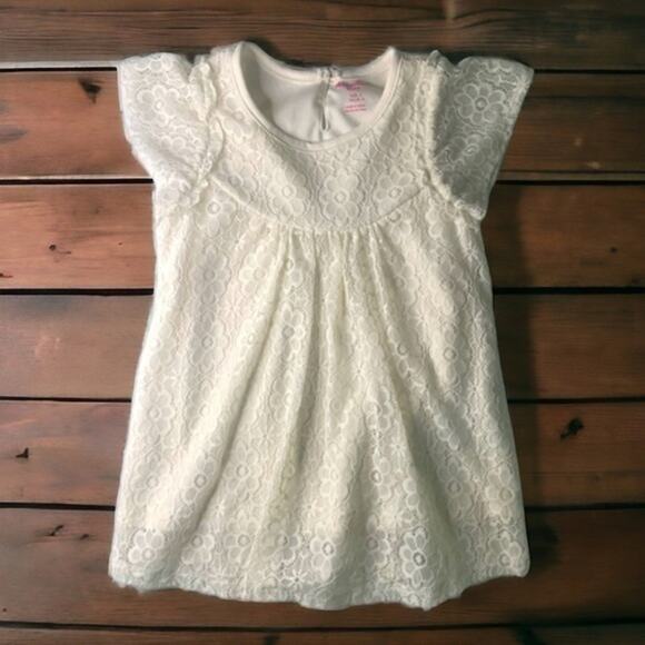 Lace Flutter Sleeve Top Size 4 cream off-white - Picture 1 of 10